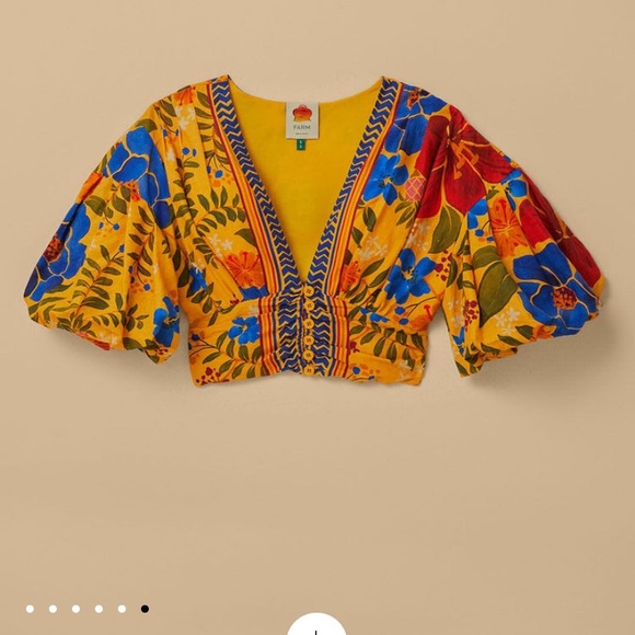 Farm Rio Yellow Floral Crop Top - Picture 12 of 13